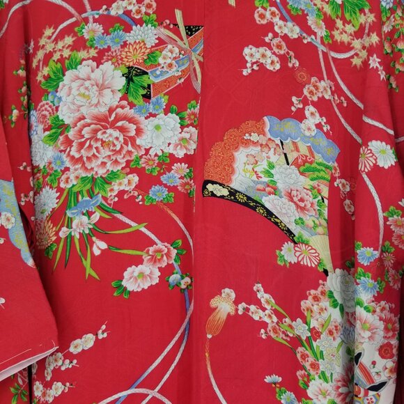 Vintage Authentic Silk Taisho Japanese Kimono from Japan (cir. pre 30s) Sz. XS-M - Picture 4 of 7